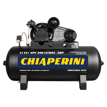 Imagem de Compressor de Ar Alta Pressão Motor Monofásico 3HP 200L 000678 Chiaperini
