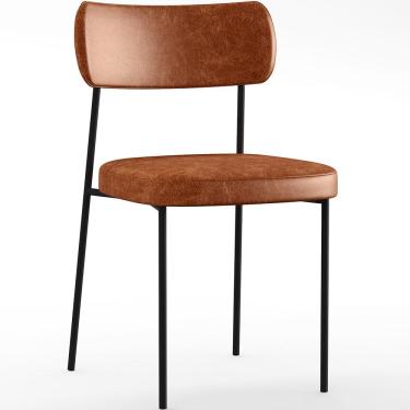 Imagem de Cadeira Decorativa Estofada Para Sala De Jantar Melina L02 Couríssimo Camel - Lyam Decor