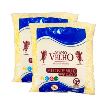 Imagem de Kit 2x: Flocos De Milho Para Cuscuz Natural Mano Velho 500g
