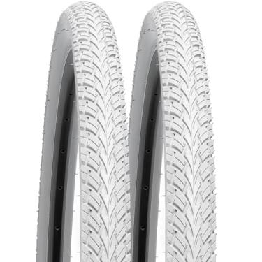 Imagem de YUNSCM 2 peças 700C pneus de bicicleta de estrada 700x45C (47-622) compatíveis com pneus de bicicleta 700x43C 700x44C 700 x 45C 700x46C 700x47C - branco (Y-810)