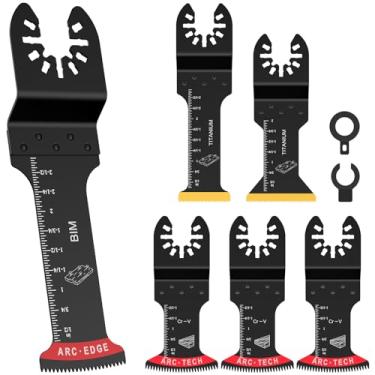 Imagem de RWWPJLLWHR Conjunto de lâminas de serra oscilantes de 4/6 peças, lâminas multiferramentas oscilantes de carboneto extralongas para dentes japoneses, lâminas de serra de corte preciso para cortar