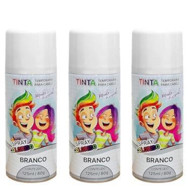 Imagem de Tinta Spray Para Festa Dia das Crianças Cabelo Maluco Lavável Carnaval Infantil Halloween (Branco, 4 Unidades)