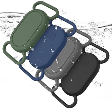 Imagem de Pacote com 4 suportes para coleira de cachorro para Samsung Galaxy Smarttag2, capa de silicone à prova d'água, resistente a arranhões, capa protetora compatível com Galaxy Smart tag2 para coleiras de