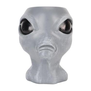 Imagem de Pilipane Vaso de flor alienígena com cabeça de vaso de flores fofo ornamento de suculentas de resina com olhos grandes abertura grande para ambientes internos e externos