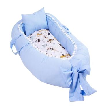 Imagem de Ninho Redutor de Berço Para Bebê com Travesseiro Menina Menino (Carrinhos)