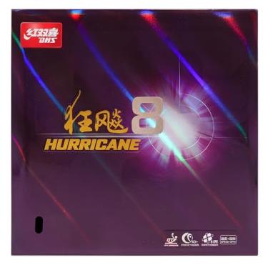 Imagem de BestParts DHS Hurricane 8 tênis de mesa folha de borracha pingue-pongue esponja, dureza 49 graus/espessura 2,2 mm, vermelho ou preto (preto)