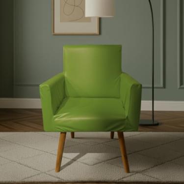 Imagem de Capa Para Poltrona Nina Decorativa Sala Escritorio Quarto Em Malha Gel Liso (Verde oliva)