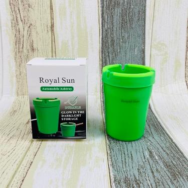 Imagem de Royal Sun Cinzeiro luminoso sem fumaça de cor verde, cinzeiro de cigarro de carro de extinção acessório portátil para fumar caminhão carro home office praia multifuncional com tampa à prova de cheiro