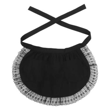 Imagem de AFXGUSD de Cintura Feminino, Meio, de Cozinha, Acessórios Confortáveis ​​com Dois Bolsos, Material de Poliéster Leve com Bordas Franzi, Preto, Tamanho real