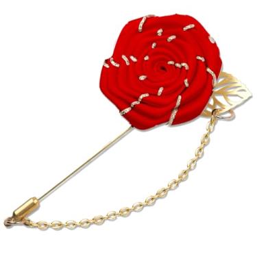 Imagem de Broche de flor de rosa para homens, alfinetes, alfinetes, alfinetes, masculinos, femininos, para ternos, alfinetes de lapela, acessórios de casamento, smoll, Plástico, Sem Pedra Preciosa