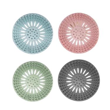 Imagem de 4 coletores de cabelo, filtros de ralo de pia de banheiro, protetor de capas de ralo de chuveiro, várias cores para banheira, chuveiro e pia, multicolorido