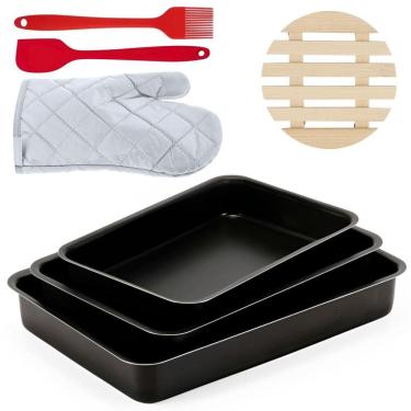 Imagem de Assadeira 3 Pçs + Espátula + Descanso Panela + Luva + Pincel