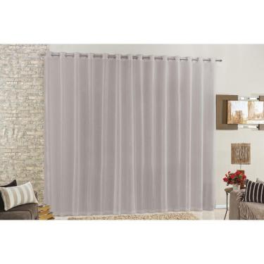 Imagem de Cortina 3 Metros Voal Linho Com Forro Varão 3x2,7m Cinza