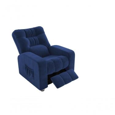 Imagem de Poltrona Matrix Reclinável Azera - Veludo Azul Marinho