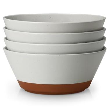 Imagem de MALACASA Conjunto de 4 tigelas de salada, tigelas de sopa para cozinha, tigela grande de cerâmica de 1,701 g para ramen, cereais, frutas, fósforo e macarrão, segura para micro-ondas e lava-louças