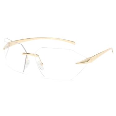 Imagem de Óculos de sol de ciclismo polígono, masculino, fashion, sem aro, esportivo, UV400, feminino, tendência, metal, óculos de