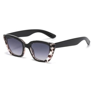 Imagem de Óculos de sol femininos luxuosos com estampa de leopardo retrô, gradiente, espelhado, estilo olho de gato, design moderno, casual, masculino, UV400 (preto, leopardo, cinza)