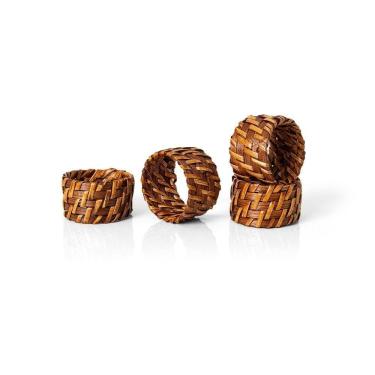 Imagem de Anel De Guardanapo Copa E Cia 4 Peças Rattan E Bambu Natural