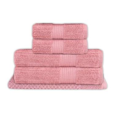 Imagem de Buddemeyer, Jogo Toalha de Banho Buddemeyer 5 Peças Luxo Fio Penteado Premium Alta Absorção Cor:Rosa Escuro 1997