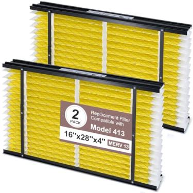 Imagem de HSIAMEN [Atualizado] Filtro de substituição 413 compatível com purificadores de ar AprilAire Whole House, modelos 1410 1610 2410 2416 3410 4400, MERV 13, 16x28x4, pacote com 2