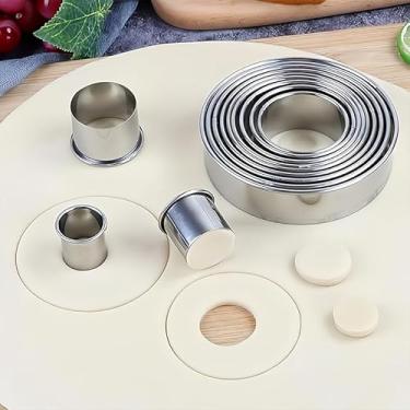 Imagem de Conjunto de cortadores de biscoito (12 peças/conjunto), cortadores de biscoito redondos redondos de aço inoxidável com caixa, ferramentas profissionais de massa de cozimento, corte preciso para