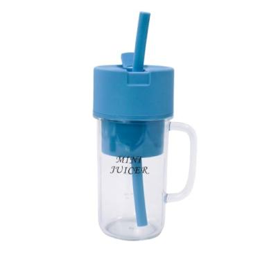 Imagem de Mini Liquidificador Portátil USB, Copo para Shake e Suco, Azul, Recarregável