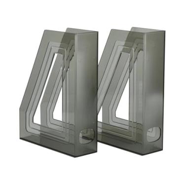 Imagem de Organizador de Papel, Kit 2 Porta Revistas Transparente Organizador Escritório Documentos Revistas Durável Prático, 22 X 7 X 29 Cm(Fumê)