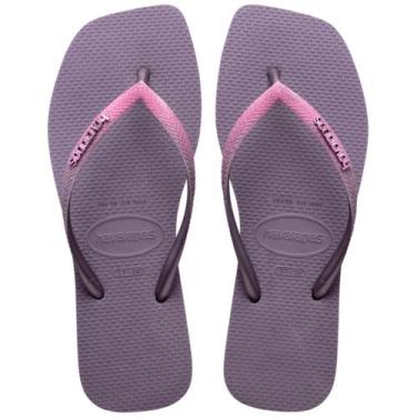 Imagem de Chinelo Havaianas Slim Square Glitter Quadrada Logo Metallic, Malva, 4