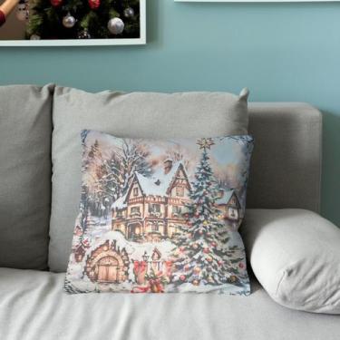 Imagem de Capas De Almofada Para Sala Quarto Suede Estampa Papai Noel Natal Nata