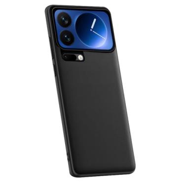 Imagem de LTLMYDAM Capa fina para Xiaomi 17 Pro Max/17 Pro/17, couro vegano líquido, minimalista, leve, proteção contra choque, borda macia, preta, 17 Pro