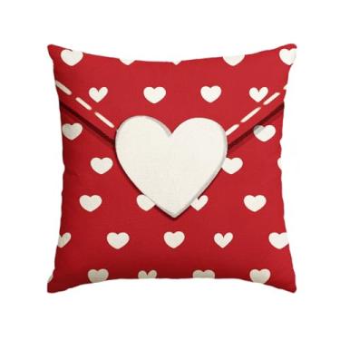 Imagem de AVOIN colorlife Capa de almofada envelope de Dia dos Namorados, 45,7 x 45,7 cm vermelho coração vermelho aniversário casamento capa de almofada decoração para sofá sofá