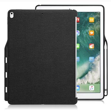 Imagem de Capa para iPad Pro 12.9 2017, Luvvitt [Gabbana] Capa traseira com suporte de lápis compatível com Smart Keyboard e Apple Smart Cover – Preto urze, Black - Back Cover Only