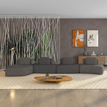 Imagem de Sofá 4 Lugares Orgânico Com Chaise E 3 Módulos Berlim Bouclê Gf K01 - D'rossi Grafite