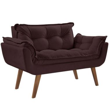 Imagem de Poltrona Namoradeira Opalla Suede Base Palito Marrom