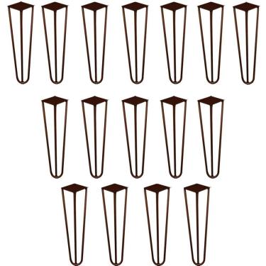 Imagem de Kit 16 Pés De Metal 30 Cm Mesa De Canto Rack E Puffs Bronze