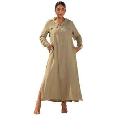 Imagem de Vestido Camisa Longo Com Botões  - IV STORE, Verde claro, M(38-40)