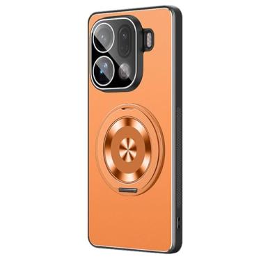 Imagem de HAOMRIYL Capa para Oppo Find X9/X9pro, suporte de anel giratório dobrável, capa fina com tudo incluído, proteção para câmera, antiderrapante, laranja, X9Pro