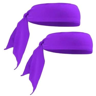 Imagem de 2 peças de tiara, gravatas esportivas para homens, mulheres, ninja, karatê, tênis, faixa de cabeça de pirata e bandana, faixa de transpiração atlética/faixa de cabelo para basquete, corrida, treino