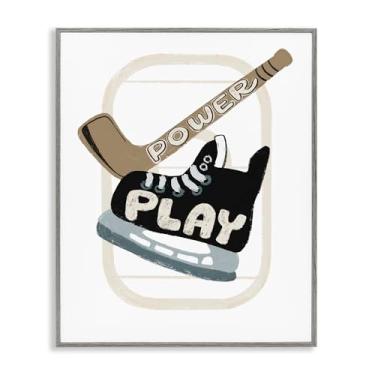 Imagem de Stupell Industries Arte giclée emoldurada cinza Power Play Hockey por Connie Summers, 76 x 61 cm