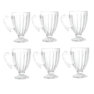 Imagem de Jogo 6 Xícaras Canecas de Vidro Cristal 190ml – Para Cappuccino, Café e Bebidas Quentes – Transparente, Design Elegante