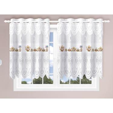 Imagem de Beija Flor, Cortina Pia/vitro Bando Passione Renda Cozinha1,60x0,75x0,20 Cor:Bule Dourado