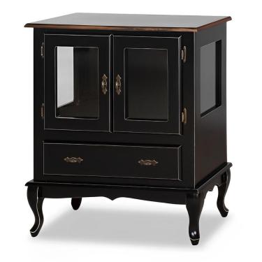 Imagem de Cristaleira De Madeira 2 Portas 1 Gaveta Vidros Na Lateral Pés Luiz Xv