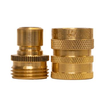 Imagem de Underhill Acessório de conector de conexão rápida ProLine para mangueira de jardim, resistente, latão sólido, com adaptador rosqueado macho e parada de água, A-QCFM-WS