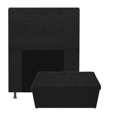 Imagem de Cabeceira e Calçadeira Baú estofada Mel 90 Cm Solteiro Preto