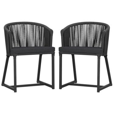 Imagem de 2 Cadeiras De Jantar Noronha Preta Corda Náutica E11 Trama Preto
