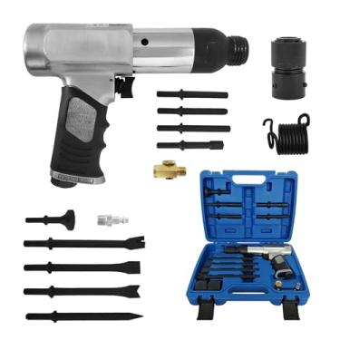 Imagem de Csttler Martelo pneumático com cinzel de ar de 14 peças, martelo de cinzel de ar - perfurador cônico, kit de martelo de ar, cortador de painel, martelo de cinzel de ar, cinzel plano, 2500 BPM