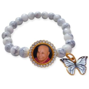 Imagem de Blessings HUB II Guruji Swaroop Blessing of Pulseira para homens e mulheres, (pérola branca com borboleta)