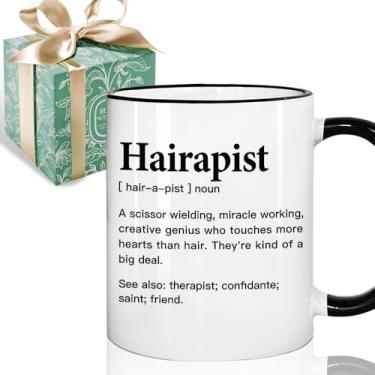 Imagem de Caneca de cabeleireiro presentes para mulheres e homens, presente engraçado de cabeleireiro e cabeleireiro, caneca Hairapist Miracle Worker, presentes de cabeleireiro para mulheres masculinas