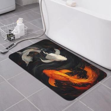 Imagem de Knerova Tapetes de banho de peixe de secagem rápida, absorvente, tapete de banho de borracha antiderrapante para banheiro, banheira, pia de chuveiro 50 cm x 31 cm