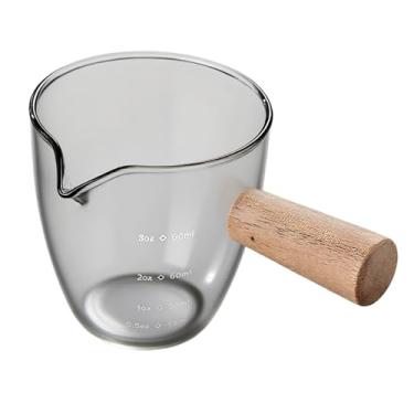 Imagem de Copos de shot de 90 ml, copos de vidro, 2 peças com cabo de madeira, para máquinas, medidas ideais precisas, para entusiastas de café, copos de shot